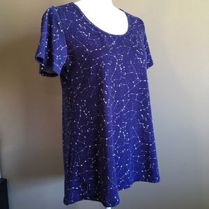LuLaRoe Perfect Tee Blue Constellations Stars S